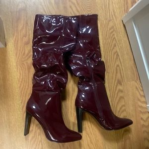 Who what wear tall boots vinyl zara style burgundy